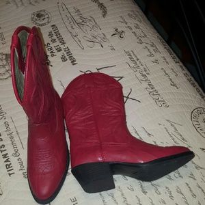Red Leather Kids Boots